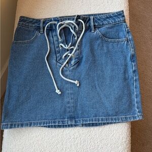 Denim Lace-Up Skirt